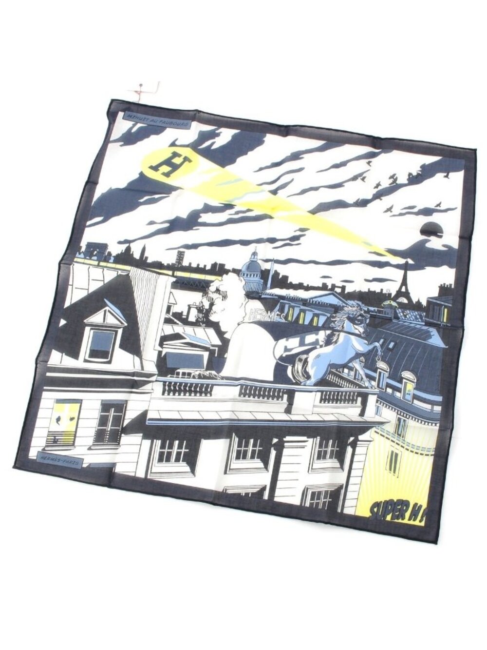Hermes Carre 40 Petit Minuit AU Faubourg Midnight Cotton All Over Print Scarf